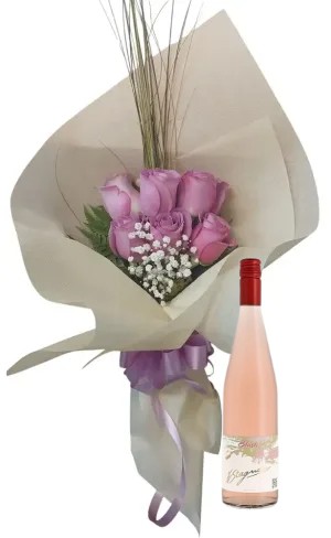 Ramo de 6 rosas beige  y vino Stagnari Blush