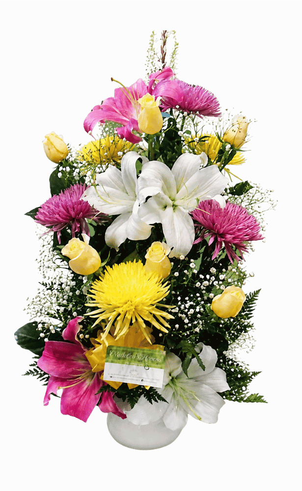 Base Cerámica Multicolor Mediana Centro Base Ceramica De Liliums Y Felpillas Multicolor - Imagen 1