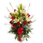 Canasta De 12 Rosas Rojas Y 5 Liliums Blancos