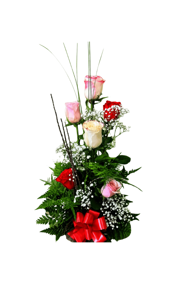 Copa De 6 Rosas Multicolores Copa De 6 Rosas Multicolores - Imagen 1