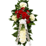 Cruz Blanca Con 12 Rosas Rojas