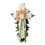 Cruz Blanca Con 12 Rosas Té