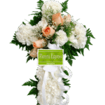 Cruz Blanca Con 5 Rosas Té