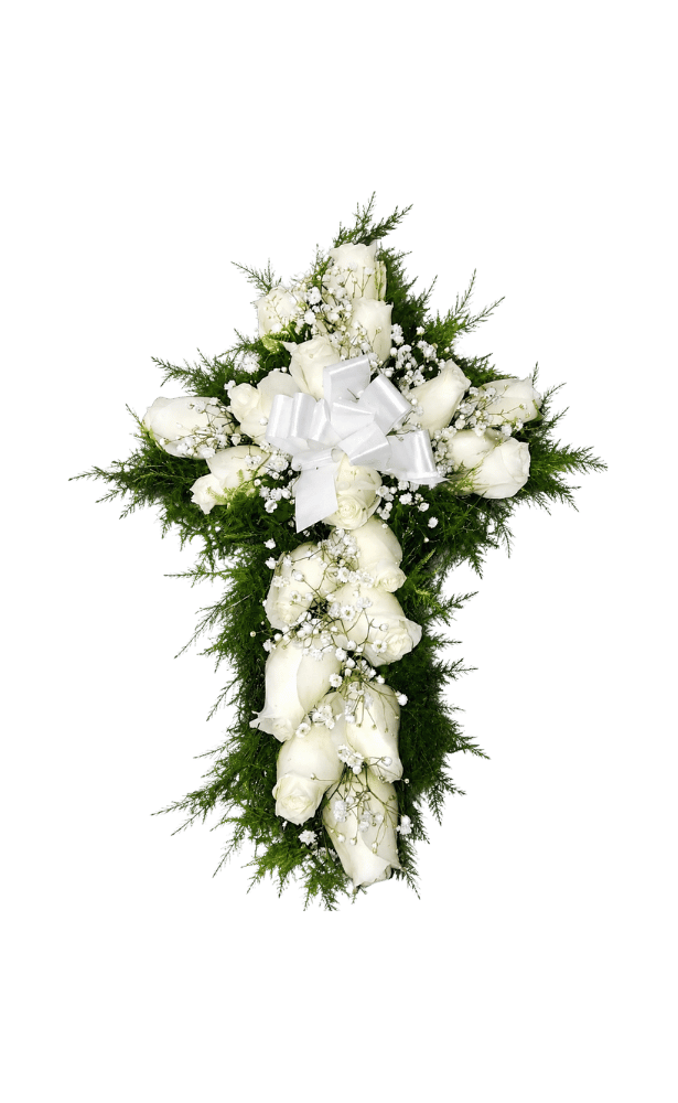 Cruz De 24 Rosas Blancas Cruz De 24 Rosas Blancas - Imagen 1
