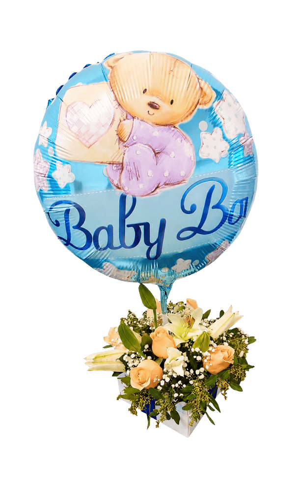Cubo 6 rosas beige y lilium blanco cglobo Metalizado Cubo 6 Rosas Beige Y Liliums Blancos cglobo Metalizado - Imagen 1