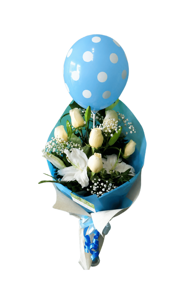 Ramo Principe De 6 Rosas Y 2 Lilium Con Globo Ramo Principe De 6 Rosas Y 2 Liliums Con Globo - Imagen 1