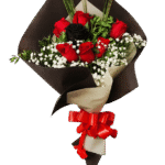 Ramo de 1 Rosa Liofilizada Negra Y 6 Rosas Rojas