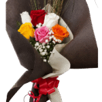 Ramo de 6 rosas multicolor