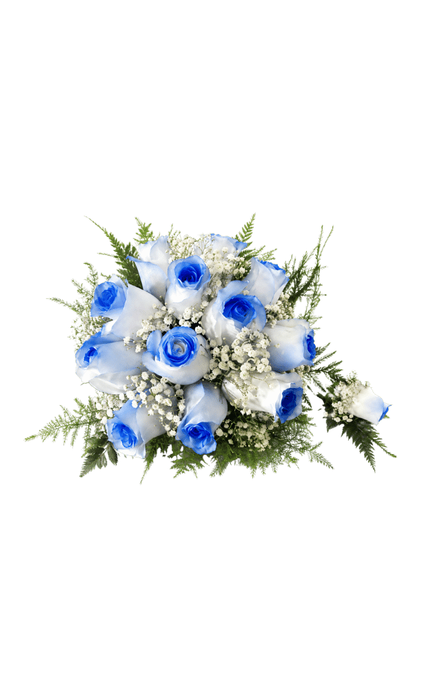 Ramo de Novia de 12 rosas Azules con Botonier Ramo de Novia de 12 Rosas Azules Con Botonier - Imagen 1