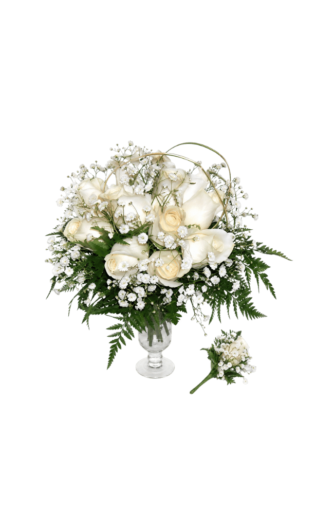 Ramo de Novia de 12 rosas Blancas con Botonier Ramo de Novia de 12 Rosas Blancas Con Botonier - Imagen 1