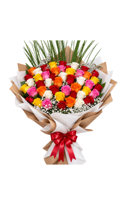 50 rosas multicolor